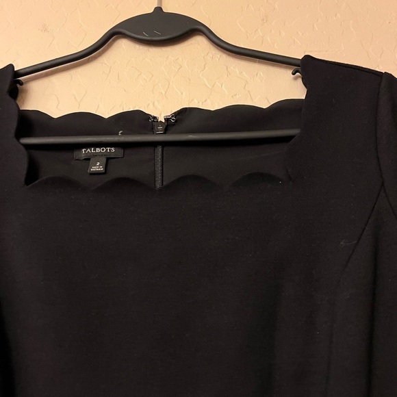 Talbots Black Shift Dress with Scalloped Edges - Picture 6 of 15
